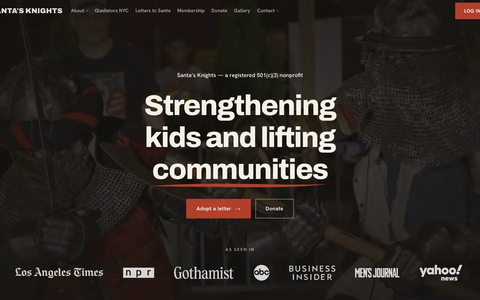 The Santa's Knights website homepage